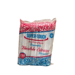 Super Touch Flexible Straws Wrapped 12mm 250 pieces.