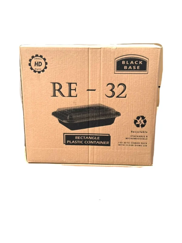 RE-32 Plastic Container Black Base With Lid (1×150 Pcs)