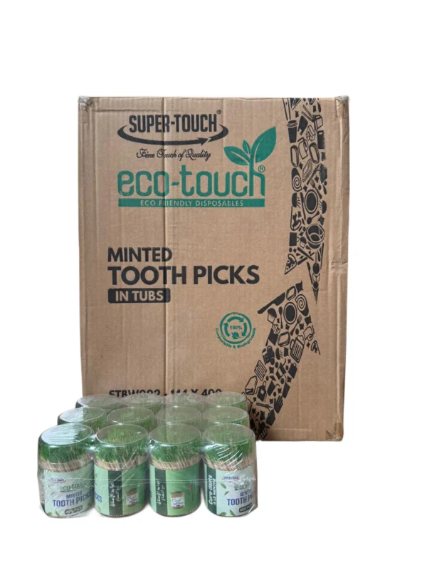 Tooth Picks Minted In Tubs (1 Ctn × 12 Tubs × 400 Pcs)